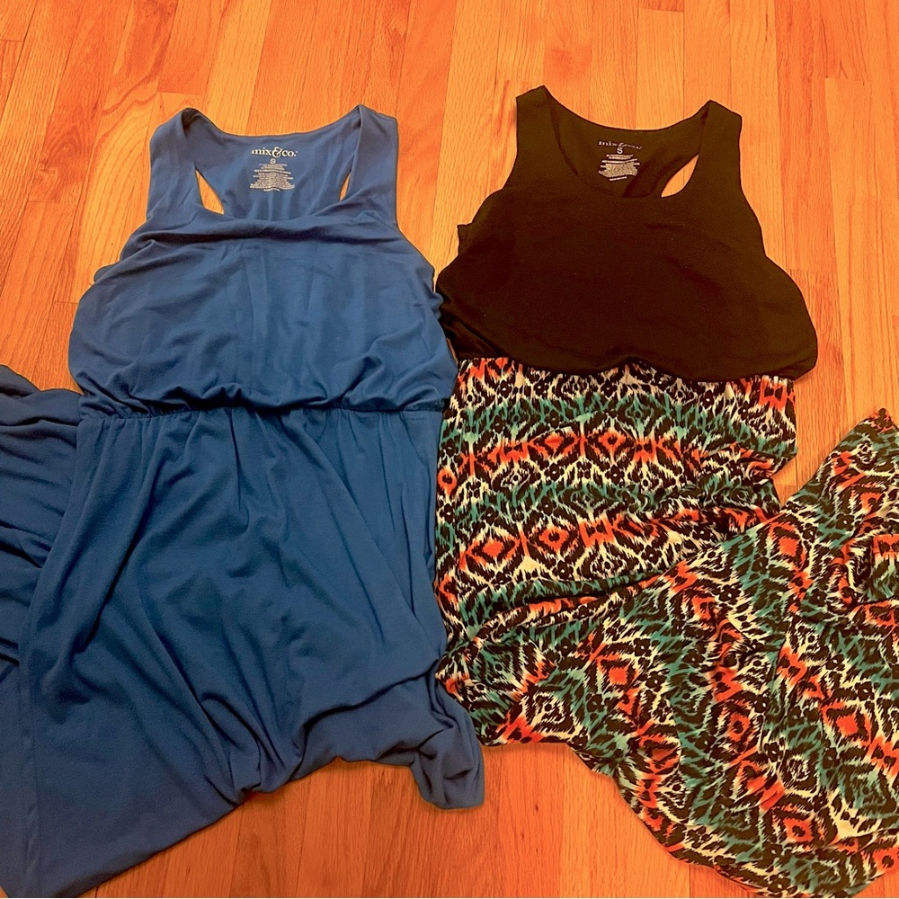 Blue and Black maxi Tank Dresses